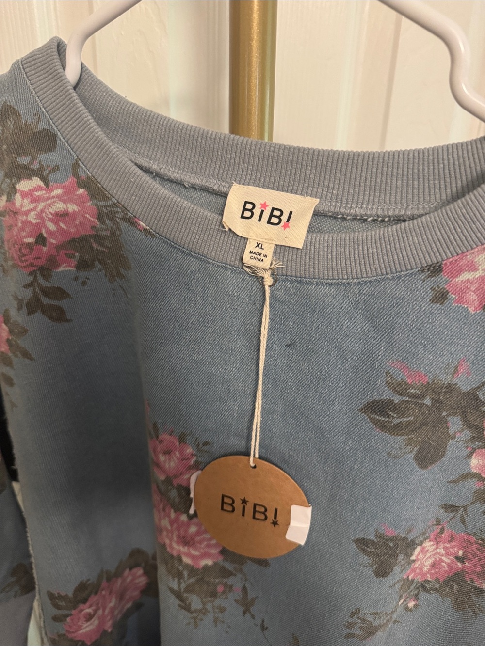 BiBi floral print denim top XL - Picture 3 of 6